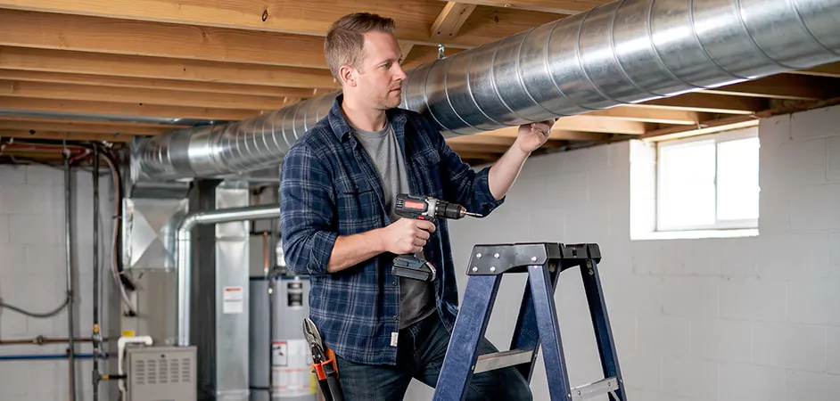 Exposed Spiral Ductwork in Lakewood Township