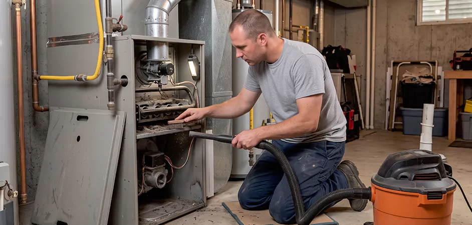 Burner and Heater Compartment Lint Removal in Lakewood Township