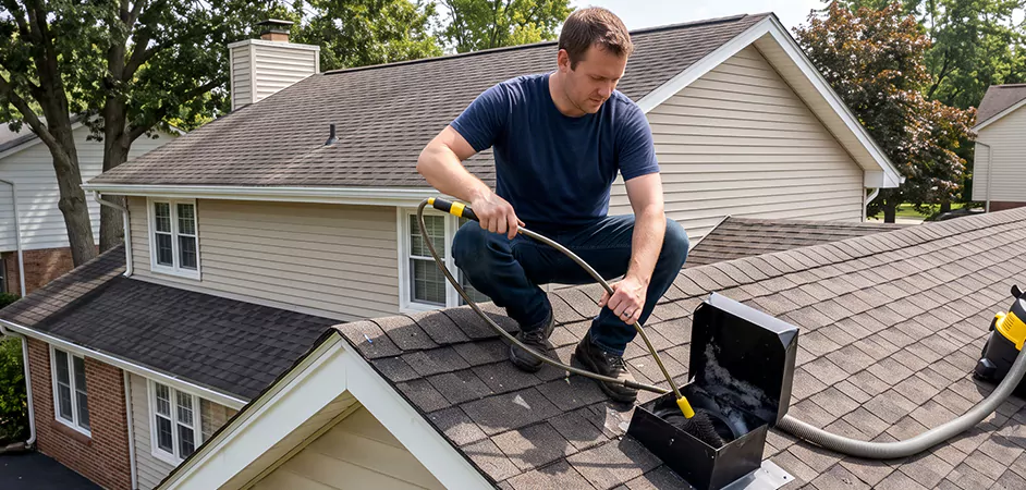 Multi-Story Roof Dryer Vent Cleaning in Lakewood Township